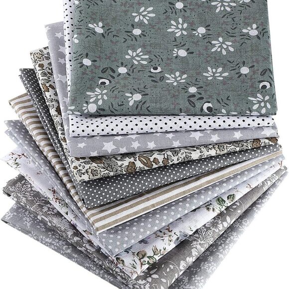 10 Pieces 20 x 20 Inch Squares Floral Patchwork Quilting Gray Square Bundle Fabr - Picture 1 of 7